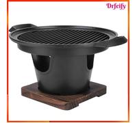AKOZON Mini Gril Barbecue Portable au Charbon Sans Fumée - Poêle Aluminium & Bois, Démontable, Camping