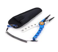 Akozon Pince Multifonction pour Pêche, Acier Inoxydable, Manche en | Cuts braid line, opens split rings, removes hooks, aluminum grip, blue silver finish