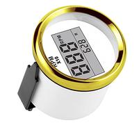 Akozon Tachymètre 52 Mm 0 9990 Tr/min avec écran LCD Ip67 Rétro-éclairage Rouge 9 32 V Large Tension pour Voiture Bateau Moteur Marin Moteur Pas à Pas à Cadran Noir (Cadre doré sur fond blanc)