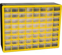 Akro-Mils 10164 64-Drawer Plastic Drawer Storage Cabinet for Garage Organization, Teacher Toolbox, Makeup Organizer, and More, 50,8 cm W x 16 cm D x 40,6 cm H, Yellow