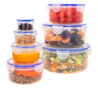 AKTIVE 16558 Max Home Lot de 7 boîtes hermétiques en plastique, tailles de 0,08 l à 3,6 l, fermeture hermétique, plastique sans BPA, idéales pour les liquides et les aliments frais, passent au