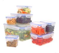 AKTIVE 16560 Max Home Lot de 8 boîtes hermétiques en plastique, tailles de 0,2 l à 4,5 l, fermeture hermétique, plastique sans BPA, pour liquides et aliments frais, passe au congélateur et au