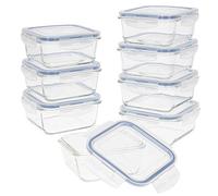 Aktive 49 Récipients Alimentaires hermétiques, Verre, 15 x 15 x 7 cm (700 ML) - Lot de 8