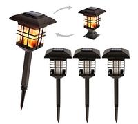 AKTIVE 61525 Pack de 4 piquets 51 LED Jardin Solaire avec Effet feu, Unisexe, Multicolore, Taille Unique
