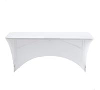 AKTIVE 61547 - Housse de Table de Jardin imperméable Blanche - Protection de Table élastique 180 x 76 x 76 cm - Housse de Meuble de Jardin résistante avec Attache de Renfort