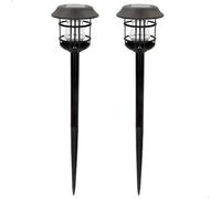 AKTIVE 61557 - Lot de 2 Balises Solaires d'Extérieur, Éclairage Continu Entre 6 et 8 Heures, 8 Lumens, Étanches, lampadaires Solaires, Lampes Solaires LED d'Extérieur
