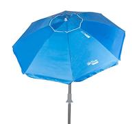 Aktive 62273 - Parasol de plage pliable coupe-vent bleu Ø190 cm, avec revêtement argenté et protection UV 50