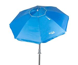 Aktive 62273 - Parasol de plage pliable coupe-vent bleu Ø190 cm, avec revêtement argenté et protection UV 50