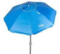 AKTIVE 62274 - Parasol de Plage Pliable et Inclinable Bleu Ø210 cm, Protection UV50, Brise-Vent de Plage