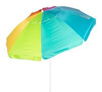 AKTIVE 62403 Parasol de Plage Anti-Vent 240 cm, 8 Baleines en Fibre, Protection UV50, inclinable, Ventilation Max+Air, mât en métal 28/32 mm, Tissu Oxford 90 g, avec Housse