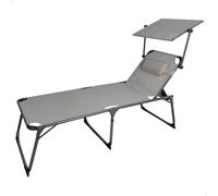 AKTIVE 62613 - Chaise Longue Pliante avec Parasol et Coussin, 193X67X48, 96 cm, Hauteur d'Assise 48 cm, Grise, 5 Positions, Poids Max 100 kg