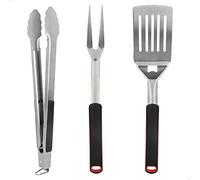 AKTIVE 63009 - Ensemble d'Accessoires pour Barbecue 3 Pièces, Pinces, Spatule et Fourchette à Découper, Ensemble d'Ustensiles pour Barbecue, Outils pour Gril