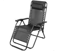 AKTIVE Bain de soleil pliant, Couleur noir, 52x68x104 cm, Gravité zéro, Structure en acier, Tissu textilène, Supporte 110 kg, Anti-bascule, Coussin rembourré, Hamac extérieur terrasse (61165)