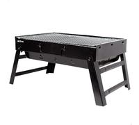 AKTIVE Barbecue à Charbon de Bois de Table, Portable, Acier, Noir, Rectangulaire, Pliable, 50X30X23 cm, avec Poignée, Facile à Transporter, Barbecue de Camping, Terrasse, Balcon, Barbecues à Charbon