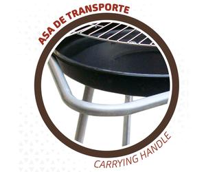 Aktive Barbecue au charbon de bois rond avec roues, Noir