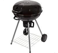 Aktive – Barbecue portable charbon de bois Ø57×86 cm rond, couvercle, ventilation, 2 roues – Noir