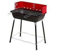 AKTIVE Barbecue Portable au Charbon de Bois, avec Pare-Vent, en Acier, Grille Réglable Sur 4 Hauteurs, Petit Format, 42X42X54 cm, Barbecues au Charbon de Bois, Bbq, Cuisine Extérieure