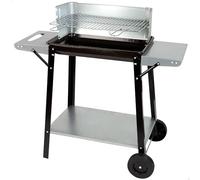 AKTIVE Barbecue Portable au Charbon de Bois, Métal, 90X32X85 cm, avec Contrôle de Température et 2 Poignées Amovibles, 4 Hauteurs Réglables, 2 Roues et Poignée de Transport