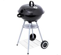 AKTIVE Barbecue Portable au Charbon de Bois, Métal, Rond, Ø46X89 cm, avec Couvercle et Grille d'Aération, Double Grille, 2 Roues pour Un Transport Facile, Barbecues au Charbon de Bois, BBQ (52971)