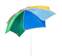 AKTIVE BEACH Parasol de plage inclinable, 180 cm, design multicolore, avec protection UV50, matériau Oxford, avec 8 baleines, pour extérieur, jardin, terrasse (62524)