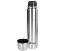 AKTIVE Bouteille isotherme en acier inoxydable, 750 ml, finition métallique, système anti-goutte, avec gobelet, 8 x 8 x 29 cm
