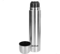 AKTIVE Bouteille isotherme en acier inoxydable avec gobelet, finition métallique, sans BPA, 8 x 8 x 33 cm, 1 l