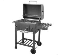 Aktive Fumoir à charbon portable, en acier, thermomètre, table latérale pliable, étagère de rangement, ouvre-bouteilles, grandes roues, grille, barbecues au carbone, BBQ, cuisine extérieure (63109)