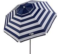 AKTIVE Grand Parasol, Ø200 cm, avec Toit Ventilé, Protection UV50, Motif Marinière, Mât 28-32 mm, Mât Flexible, Y Compris Sac de Transport