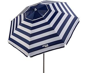 AKTIVE Grand Parasol, Ø200 cm, avec Toit Ventilé, Protection UV50, Motif Marinière, Mât 28-32 mm, Mât Flexible, Y Compris Sac de Transport