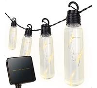 AKTIVE Guirlande Lumineuse Solaire d'Extérieur 10 Ampoules LED, 50 Lumières, Lumière Chaude, 1,8 M de Lumière et 3,8 M de Câble, Recharge Solaire avec Piquet, Étanchéité Ip44, Bouton et Mode on, Off
