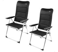 AKTIVE Lot de 2 chaises Pliantes de Luxe, 5 Positions, Noir, pour terrasse, Balcon, Patio ou Jardin, 49 x 67 x 123 cm, en Aluminium et Polyester rembourré, Anti-retournement, Maximum 110 kg, chaises