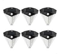 AKTIVE Lot de 6 appliques solaires LED 80 lumens, détecteur de mouvement, 3 intensités, 36 LED, détection 3-5 m, batterie solaire, autonomie 6-8 h, IP44, installation facile (85494)
