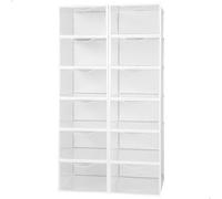 AKTIVE Max Home 16549 Lot de 12 boîtes à chaussures en plastique empilables anti-renversement jusqu'à T.44 Transparent 23 x 33,5 x 14,5 cm