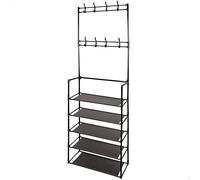 AKTIVE Max Home 18813 Armoire ouverte, 60 x 25 x 173 cm, poids maximum supporté 14 kg, avec 5 étagères, 16 cintres pour accrocher, pour entrée, chambre, organisateur de vêtements