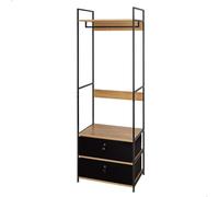 AKTIVE Max Home Armoire Ouverte, 60X40X175 cm, avec Porte-Vêtements et Tiroirs en Tissu, en Acier et Bois, Max 30 kg, Dressing, Armoires de Chambre, etagères de Rangement