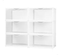 AKTIVE Max Home Boîtes à Chaussures en Plastique, Lot de 6 Boîtes de Rangement, 35X27X18,5 cm, Empilables, Anti-Basculement, Jusqu'à T46, Transparentes