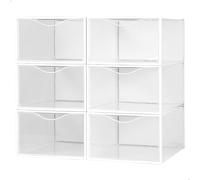 AKTIVE Max Home Boîtes à Chaussures en Plastique, Lot de 6 Organiseurs de Rangement, 23X33,5X14,5 cm, Empilable, Anti-Basculement, Jusqu'à T44, Transparent