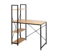 AKTIVE Max Home Bureau avec Étagère, 100X52X120 cm, 3 Étagères, Plateau en Bois, Structure en Acier Noir, Bureau et Étude, Industriel, Pieds Réglables, Bureaux (18421)