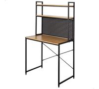 AKTIVE Max Home Bureau avec Étagères, 84X50X148 cm, Bois et Acier Noir, Plateau Perforé, etagères, Bureau et Étude, Style Industriel, Pieds Réglables, Stable, Bureaux (18440)