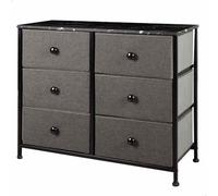 AKTIVE Max Home Commode de Chambre à Coucher Polyvalente, 6 Tiroirs en Tissu Léger, 80X30X62 cm, Structure en Acier, Dessus en Bois, Couleur Gris, Noir, avec Système de Nivellement, Organisation
