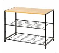 AKTIVE Max Home etagère à Chaussures en Métal entrée, 63X30X43 cm, 3 Étagères, Bois et Acier Noir, Max 8 kg, Style Industriel, Ouverte, etagère à Chaussures, Rangement pour Chaussures (18426)