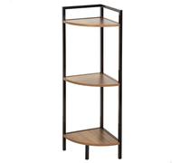 AKTIVE Max Home Etagère d'angle, avec 3 Niveaux, 24x24x80 cm, Charge maximale 6 kg, Acier Noir, Bois, Rangement, Montage Facile, Salon, Chambre à Coucher, Cuisine, Décoration (18453)