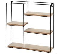 AKTIVE Max Home Etagère Murale, 40x40x10 cm, Max 4 kg, avec 4 étagères en Bois, Cadre en métal Noir, Style Industriel, Décoratif, Salon, Chambre à Coucher, Entrée, Minimaliste (18465)