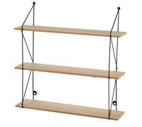 AKTIVE Max Home Etagère Murale, 50x12x49 cm, Poids Max 6 kg, 3 étagères, sur Pied, Structure métallique Noire, Effet Bois Naturel, pour Salon, Couloir, Salle de Bain, Chambre (18471)