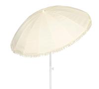 AKTIVE Parasol de plage 16 baleines 200 cm beige, mât en acier inclinable, protection UV50, design avec franges, baleines renforcées, étui de transport inclus, idéal pour la plage (62432), beige, 200