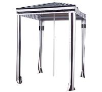 AKTIVE Parasol de Plage 2 en 1, Tente de Plage, Rayures Noires et Blanches, Mesure 145 x 145 cm, Hauteur réglable 145-210 cm, Protection UV50, revêtement argenté, Housse de Transport (62499)