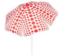 AKTIVE Parasol de plage 200 cm, 8 baleines, imprimé à pois rouges, protection UV50, mât en acier inclinable et réglable en hauteur, léger et amovible, housse avec poignée d'épaule incluse (62425),