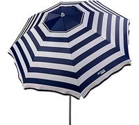 AKTIVE Parasol de Plage, 220 cm, Pare-Soleil Résistant au Vent, Toit de Ventilation, Mât 28-32 mm, Protection UV50, Motif Rayures Sailor, Sac de Rangement Inclus