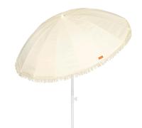 AKTIVE Parasol de plage 16 baleines 200 cm beige, mât en acier inclinable, protection UV50, design avec franges, baleines renforcées, étui de transport inclus, idéal pour la plage (62432), beige, 200