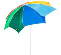 AKTIVE Beach 62525 Parasol de plage inclinable, diamètre 200 cm, design multicolore, protection UV50, matériau Oxford, avec 8 baleines, pour extérieur, jardin, terrasse